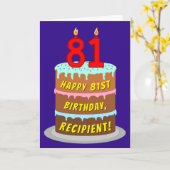 81e verjaardag: Fun Cake and Candles + Custom Name Kaart (Gele Bloem)