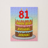 81e verjaardag: Fun Cake and Candles + Custom Name Legpuzzel (Verticaal)