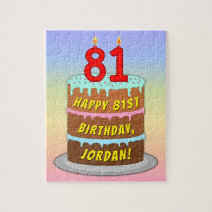 81e verjaardag: Fun Cake and Candles + Custom Name Legpuzzel