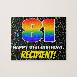 81e verjaardag — Fun, Colorful Music Symbols & "81 Legpuzzel