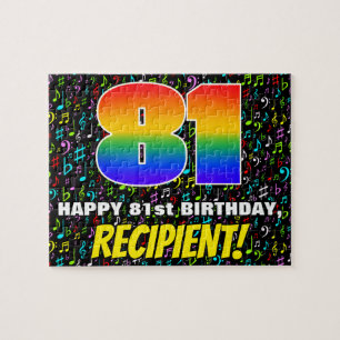 81e verjaardag — Fun, Colorful Music Symbols & "81 Legpuzzel
