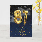 81e verjaardag Gold Mylar ballon en Confetti-kaart Kaart (Gele Bloem)