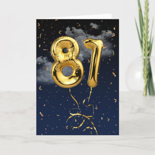 81e verjaardag Gold Mylar ballon en Confetti-kaart Kaart