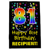 81e verjaardag: Kleurrijke Sterren Patroon & Regen Medium Cadeauzakje (Voorkant)