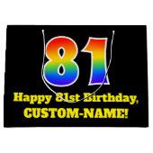 81e verjaardag ~ Leuk, Kleurrijk, Levendig, Regenb Groot Cadeauzakje (Voorkant)