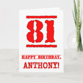 81e verjaardag: Leuk, rood rubberen stempel geïnsp Kaart (Voorkant)
