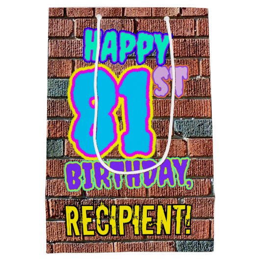 81e verjaardag: Leuk, Urban Graffiti geïnspireerd  Medium Cadeauzakje (Achterkant)