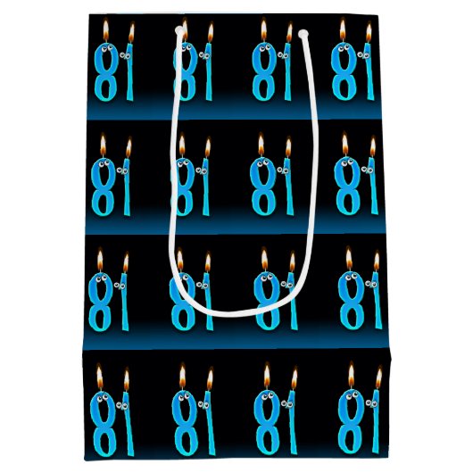 81e verjaardag met oogbalkaarsen medium cadeauzakje (Achterkant)