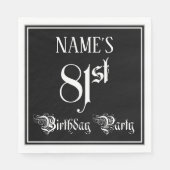 81e verjaardag Partij — Fancy Manuscript + de Naam Servet (Voorkant)