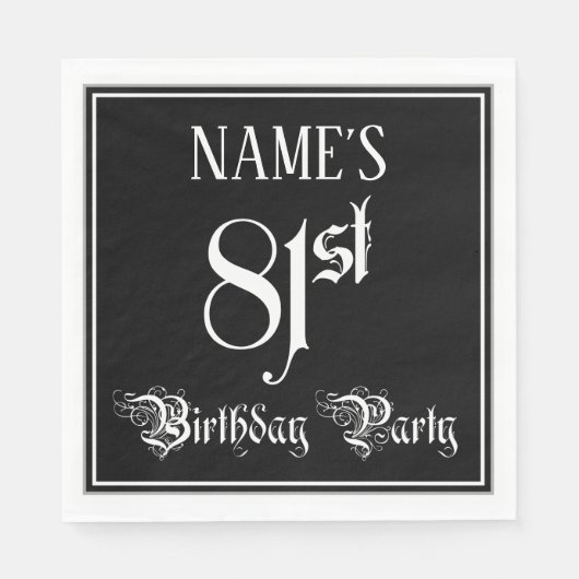81e verjaardag Partij — Fancy Manuscript + de Naam Servet (Voorkant)