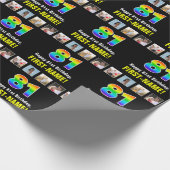 81e verjaardag: Regenboog "81"; Aangepaste foto's  Cadeaupapier (Hoek)