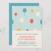 81e verjaardag Uitnodigingen Ballonnen Modern (Voorkant / Achterkant)