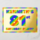 81e verjaardag van de Fun, regenboogspectrum "81" Folie Uitnodiging (Voorkant)