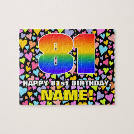 81e verjaardag — Vun, liefhebbende hartvormen + "8 Legpuzzel