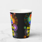 81e verjaardag: Vuurwerk Fun Pattern + Regenboog 8 Papieren Bekers (Links)