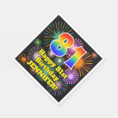 81e verjaardag: Vuurwerk Fun Pattern + Regenboog 8 Servet (Hoek)