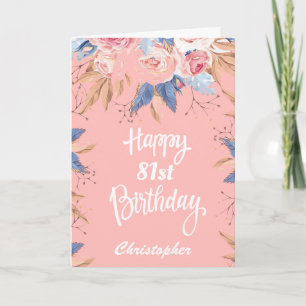 81e verjaardag Waterverf botanische roze Floral Kaart