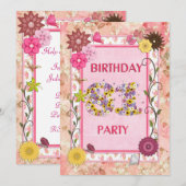 81e verjaardagsfeestje met bloemenfeest lijst kaart (Voorkant / Achterkant)