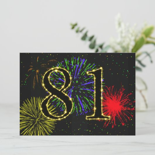 81e verjaardagsfeestje uitnodigen kaart (Staand voorkant)