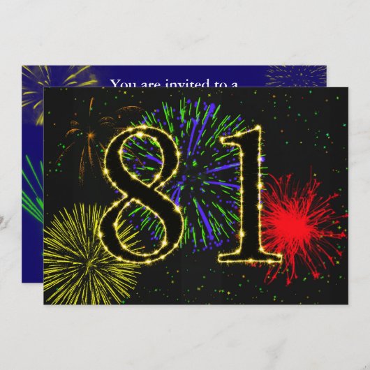 81e verjaardagsfeestje uitnodigen kaart (Voorkant / Achterkant)