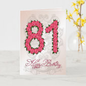 81e verjaardagskaart met rozen en bladeren kaart (Gele Bloem)