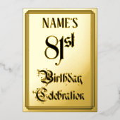 81st verjaardag Partij — Legant Manuscript + de Na Folie Uitnodiging (Voorkant)