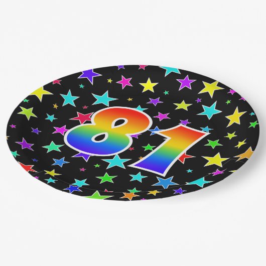 81ste evenement: Vet, Leuk, Kleurrijke Regenboog 8 Papieren Bordje (Gekanteld)