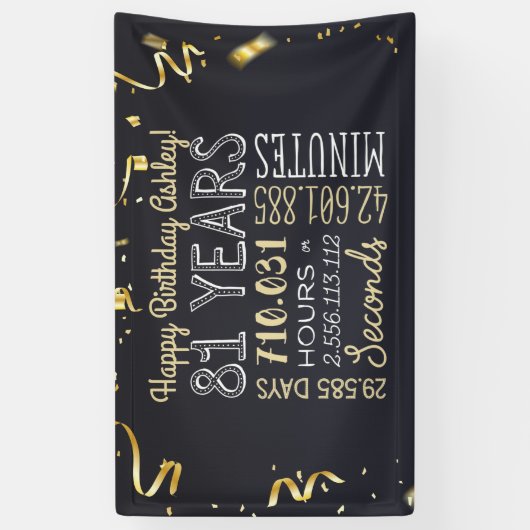 81ste jaarbanner - 81 jaar Chic Gold-uren Spandoek (Verticaal)