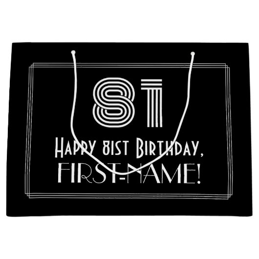 81ste verjaardag — Art Deco Geïnspireerde look "81 Groot Cadeauzakje (Voorkant)