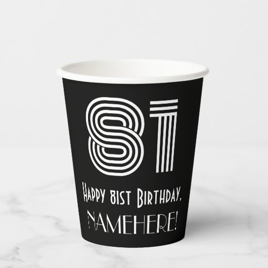81ste verjaardag — Art Deco Geïnspireerde look "81 Papieren Bekers (Voorkant)