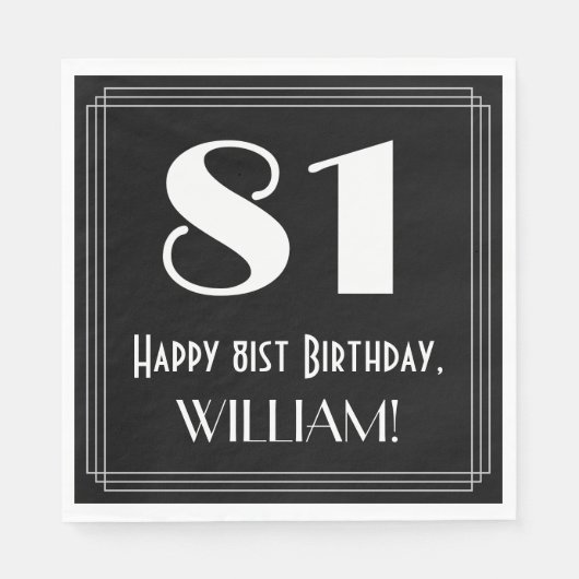 81ste verjaardag ~ Art Deco Geïnspireerde look "81 Servet (Voorkant)