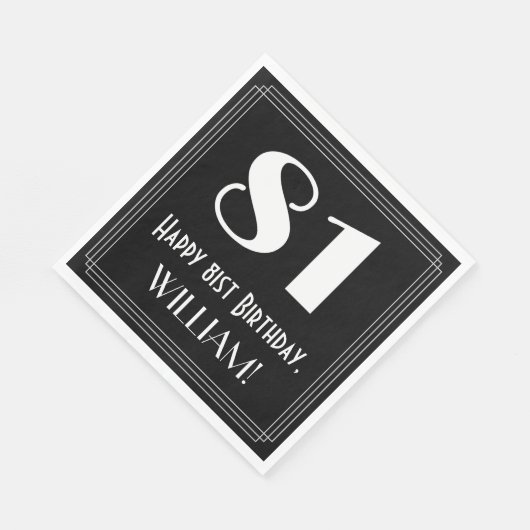 81ste verjaardag ~ Art Deco Geïnspireerde look "81 Servet (Hoek)