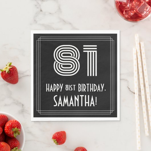 81ste verjaardag: Art Deco Geïnspireerde look "81" Servet (Insitu)