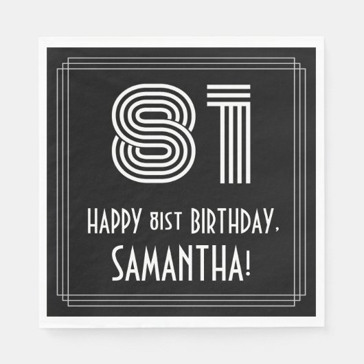 81ste verjaardag: Art Deco Geïnspireerde look "81" Servet (Voorkant)