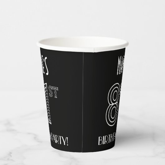 81ste verjaardag: Art Deco Style + aangepaste naam Papieren Bekers (Rechts)