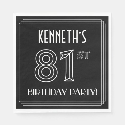 81ste verjaardag: Art Deco Style + aangepaste naam Servet (Voorkant)