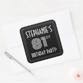 81ste verjaardag: Art Deco Style en aangepaste naa Vierkante Sticker (Envelop)