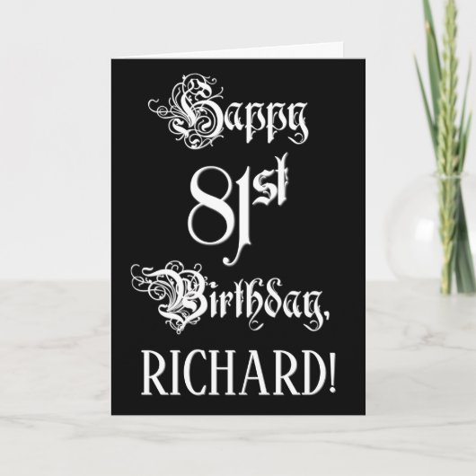 81ste verjaardag: Fancy, elegant Manuscript + de N Kaart (Voorkant)