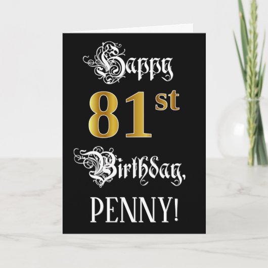 81ste verjaardag — Fancy script; Faux Gold Kijk; n Kaart (Voorkant)