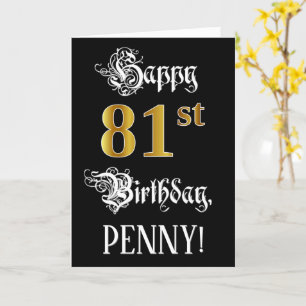 81ste verjaardag — Fancy script; Faux Gold Kijk; n Kaart