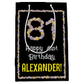 81ste verjaardag: Floral Flowers Number, Custom Na Medium Cadeauzakje (Voorkant)
