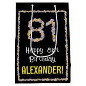 81ste verjaardag: Floral Flowers Number, Custom Na Medium Cadeauzakje (Achterkant)