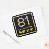 81ste verjaardag: Floral Flowers Number, Custom Na Vierkante Sticker (Envelop)
