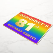 81ste verjaardag: Fun, kleurrijk regenboogpatroon Folie Uitnodiging (Gedraaid)