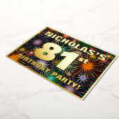 81ste verjaardag — Fun, kleurrijke Fireworks-look Folie Uitnodiging (Gedraaid)