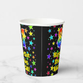 81ste verjaardag: Fun Stars Pattern en Rainbow 81 Papieren Bekers (Rechts)