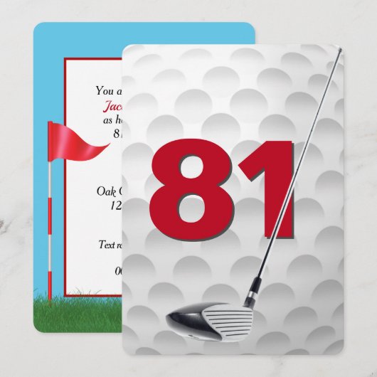 81ste verjaardag golf thema feest kaart (Voorkant / Achterkant)