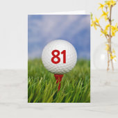81ste verjaardag Golfbal op rood T-shirt Kaart (Gele Bloem)