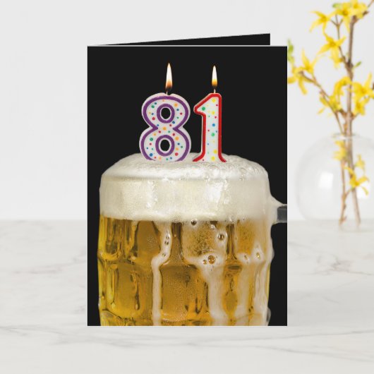 81ste verjaardag in zwart kaart (Gele Bloem)