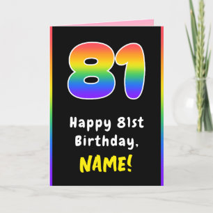 81ste verjaardag: kleurrijke regenboog # 81, Naam Kaart